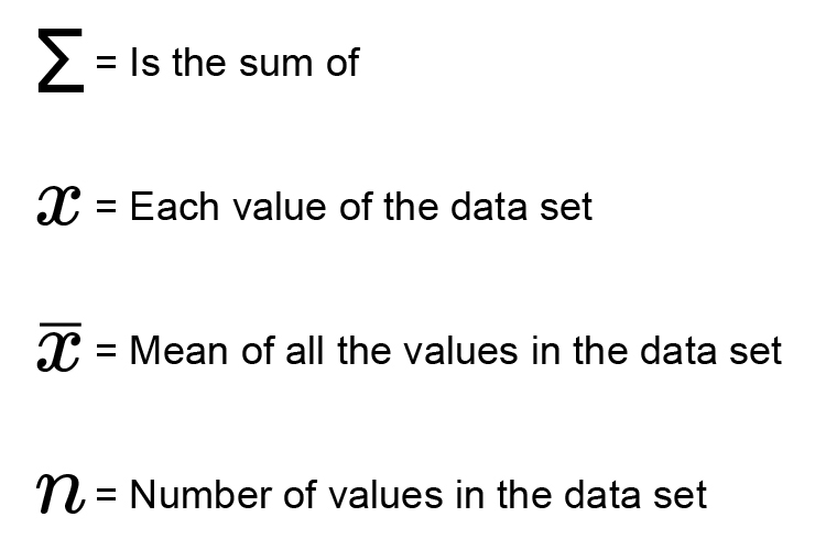 The standard deviation of a value, has a symbol which is an easier way to show the full formula